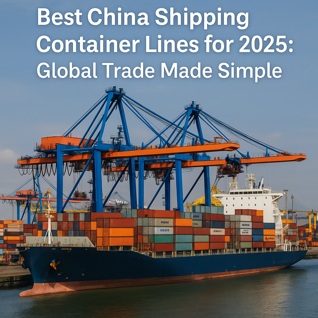 Container ship docked at a busy Chinese port in 2025, with gantry cranes loading colorful containers, symbolizing global container line trade.