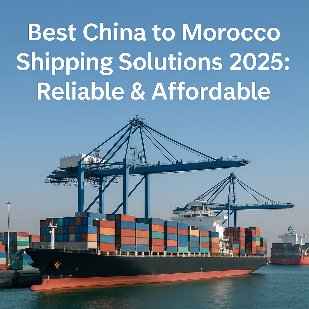 Realistic photo of container ships docking at Tangier Med Port in Morocco, with cranes and stacked containers.