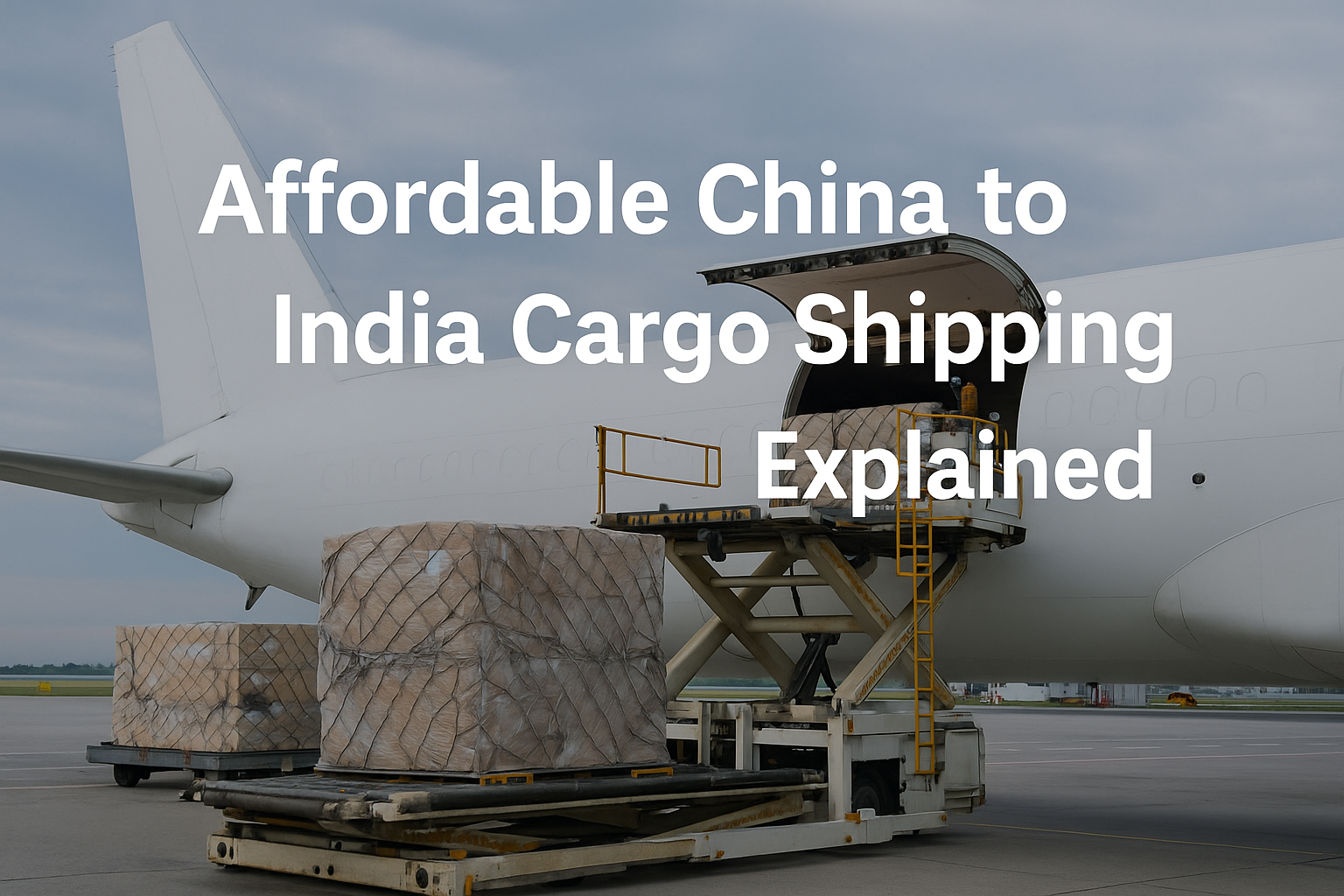 Cargo plane loading pallets for China to India cargo shipping