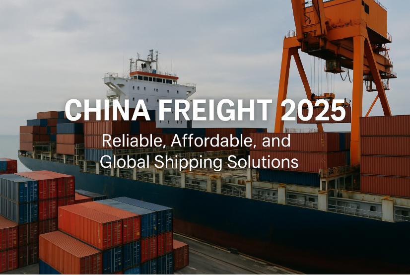 Realistic China freight logistics hub with cargo ship, stacked containers, and cranes for global shipping