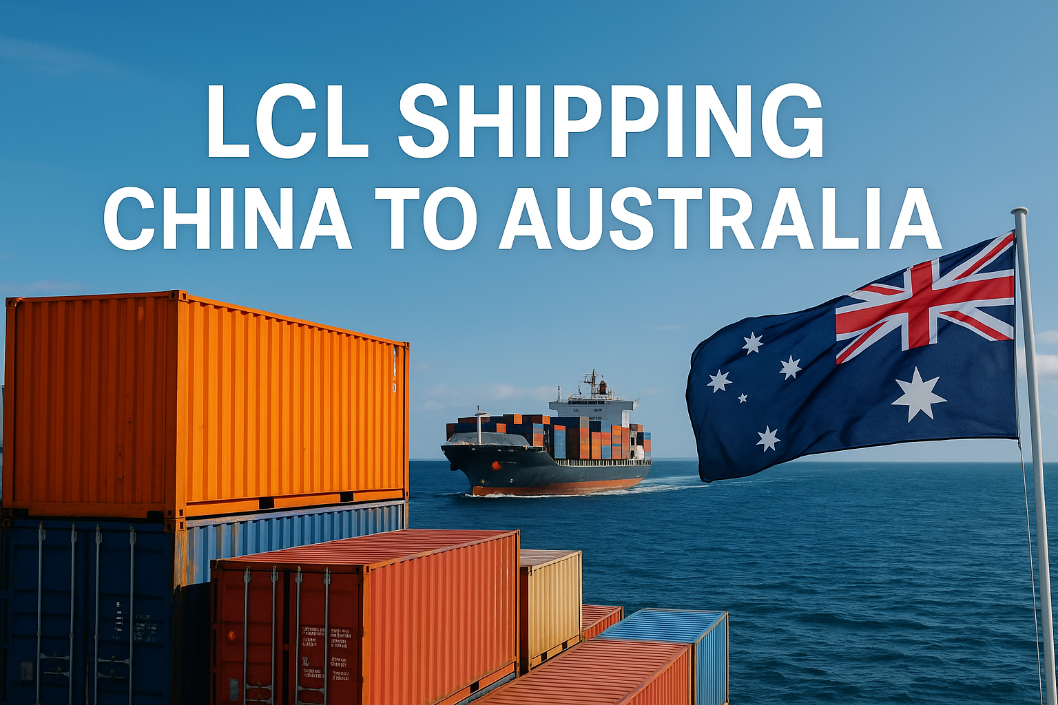 LCL shipping containers being loaded at a Chinese port for transport to Australia