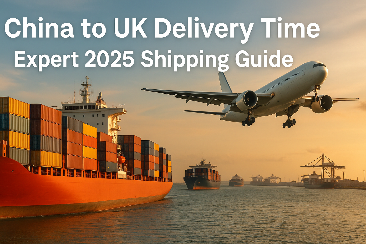 Cargo ships and air freight illustrating China to UK delivery time in 2025
