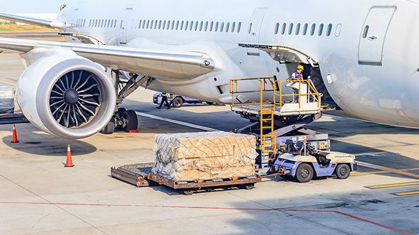 Air freight cargo loading in Guangzhou airport for Zimbabwe delivery