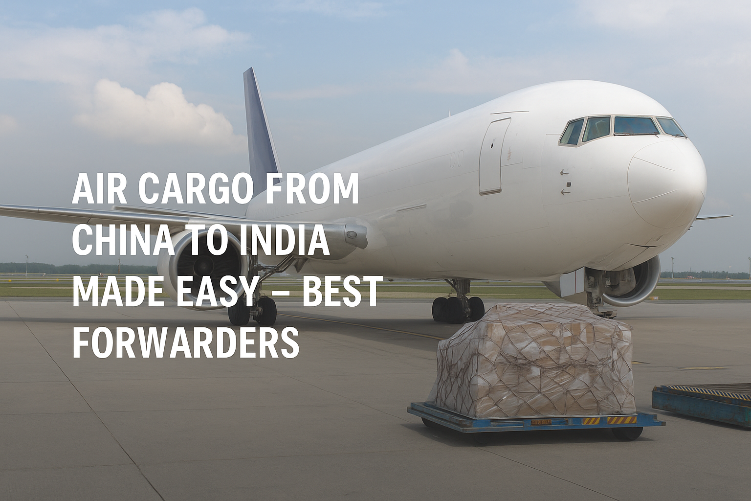 Air cargo plane on tarmac with palletized shipment β China to India freight services