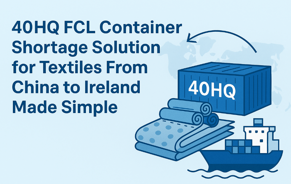 40HQ FCL container shortage solution for textiles from China to Ireland