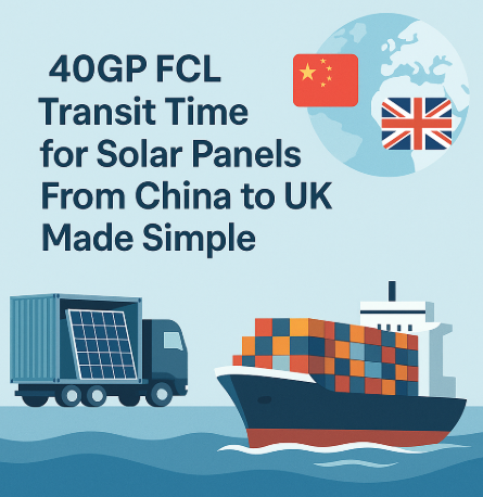 40GP FCL transit time for solar panels from China to UK