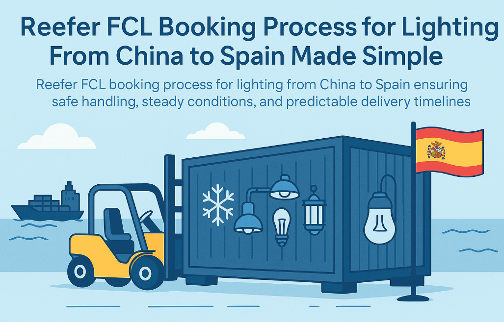 Reefer FCL booking process for lighting from China to Spain