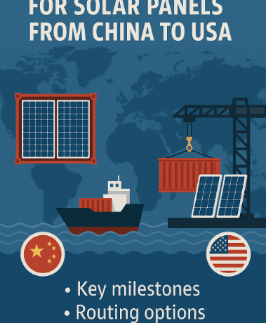 40HQ FCL transit time for solar panels from China to USA
