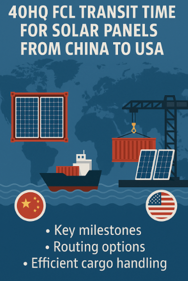 40HQ FCL transit time for solar panels from China to USA