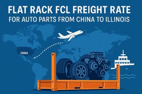 Flat Rack FCL freight rate for auto parts from China to Illinois