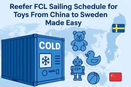 Reefer FCL sailing schedule for toys from China to Sweden