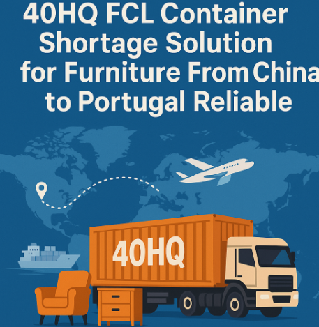 40HQ FCL container shortage solution for furniture from China to Portugal
