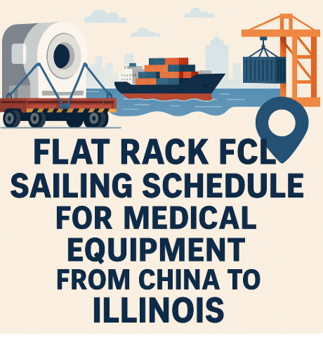 Flat Rack FCL sailing schedule for medical equipment from China to Illinois