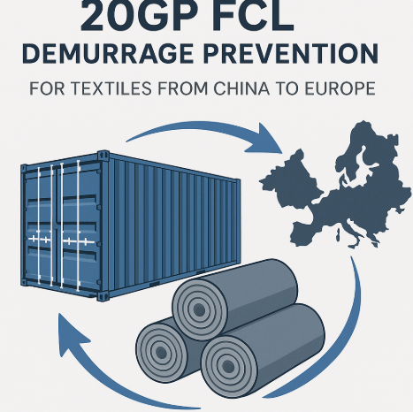 20GP FCL demurrage prevention for textiles from China to Europe