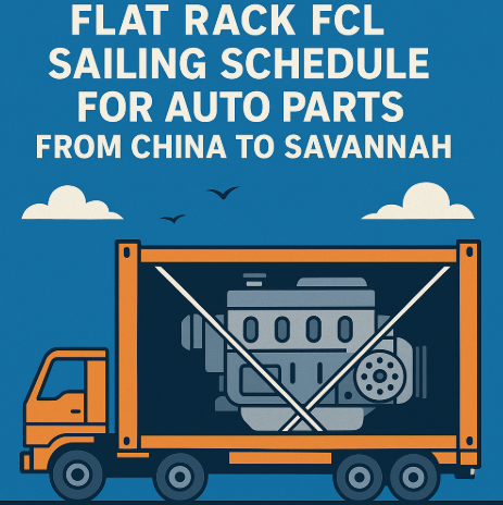 Flat Rack FCL sailing schedule for auto parts from China to Savannah