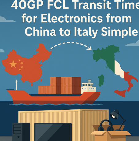 40GP FCL transit time for electronics from China to Italy