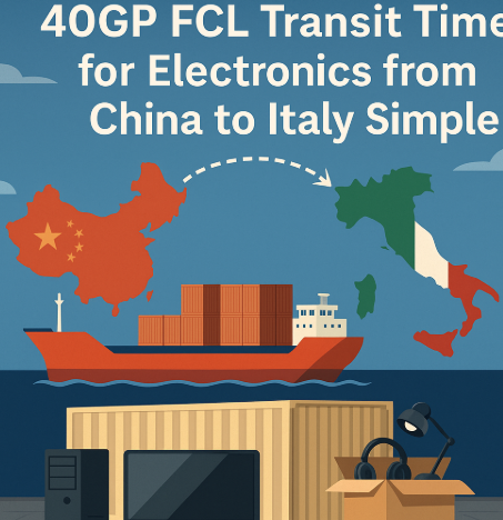 40GP FCL transit time for electronics from China to Italy