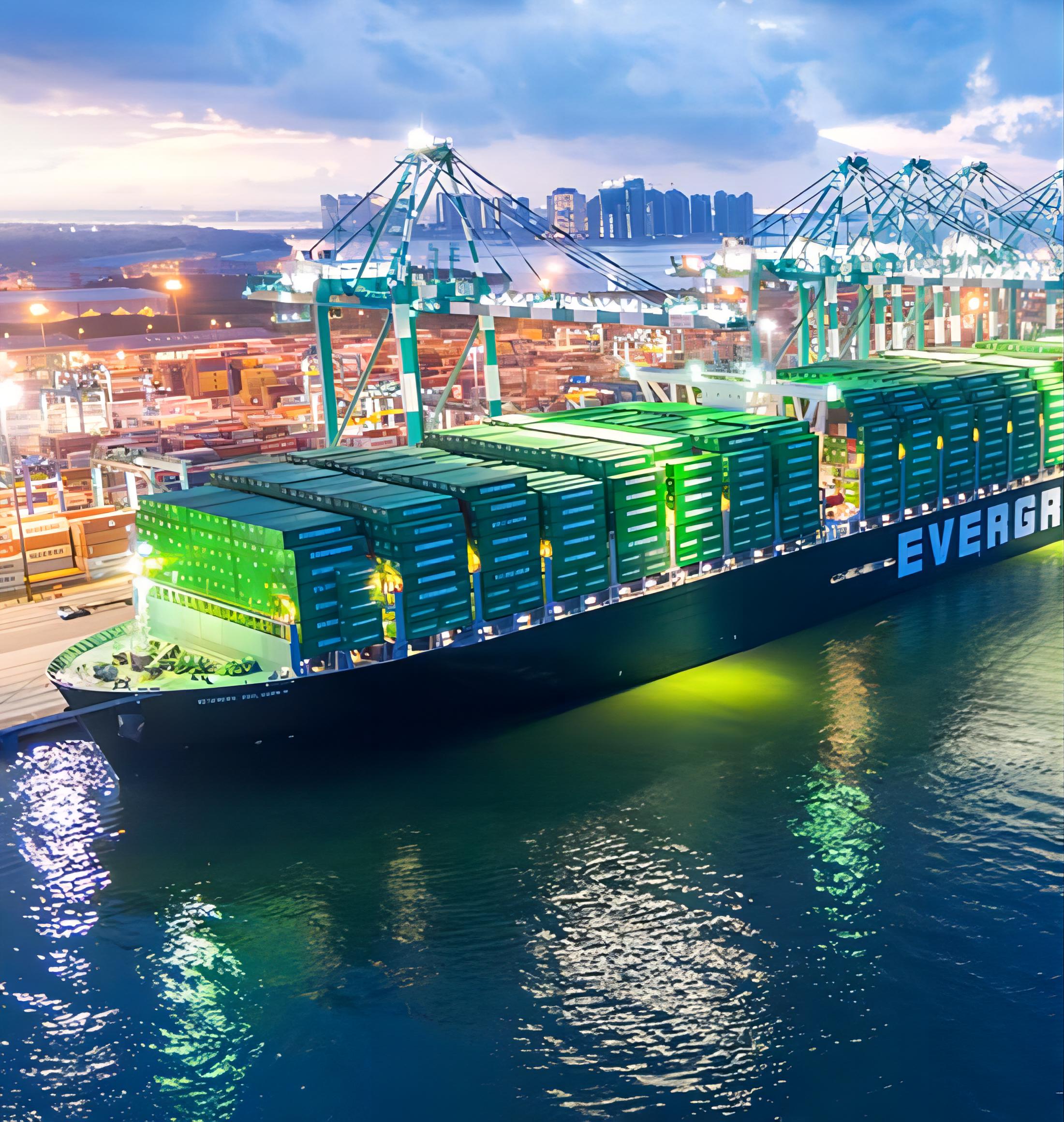 Map showing sea freight route from Shenzhen, China to Italy