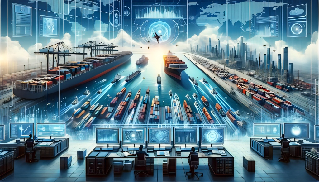 Logistics professional analyzing shipping routes and costs