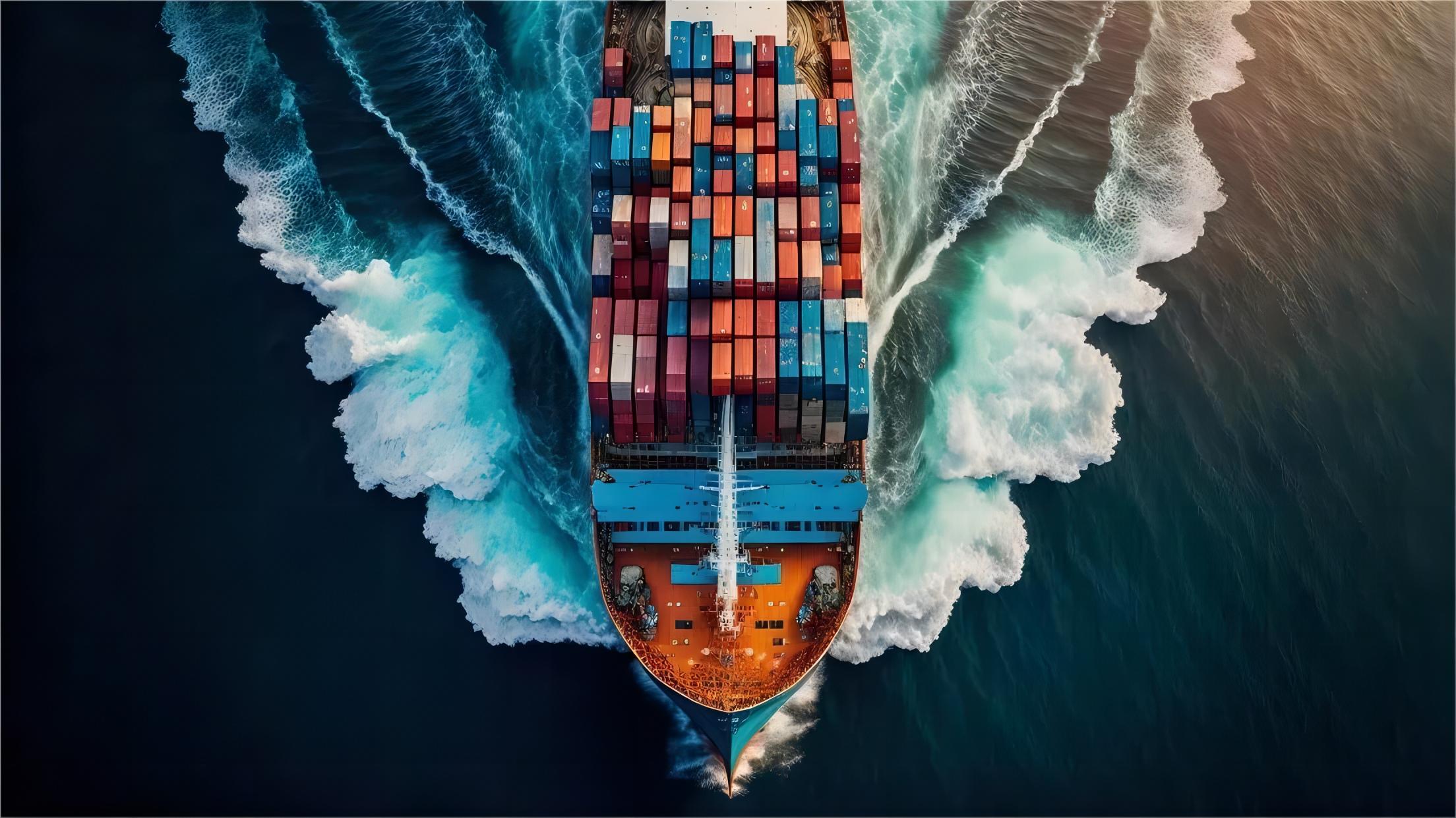 Cargo ship approaching a port in Europe