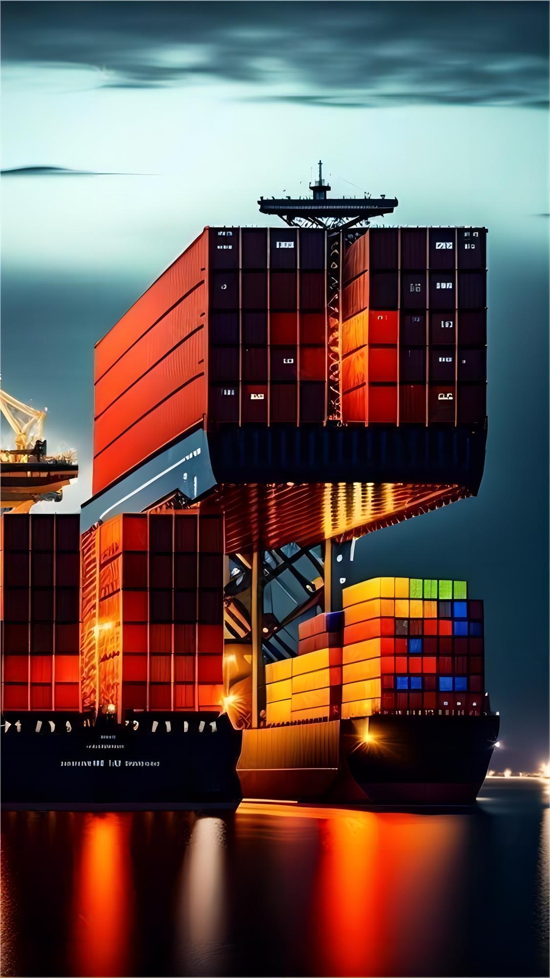 Container ships at a busy port in Shenzhen, China