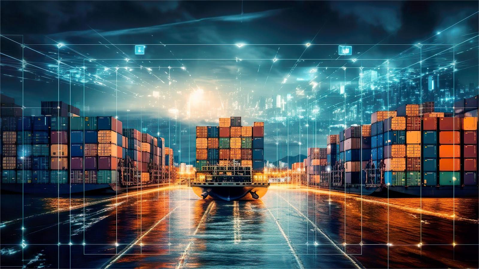 Warehouse interior with various lighting fixtures