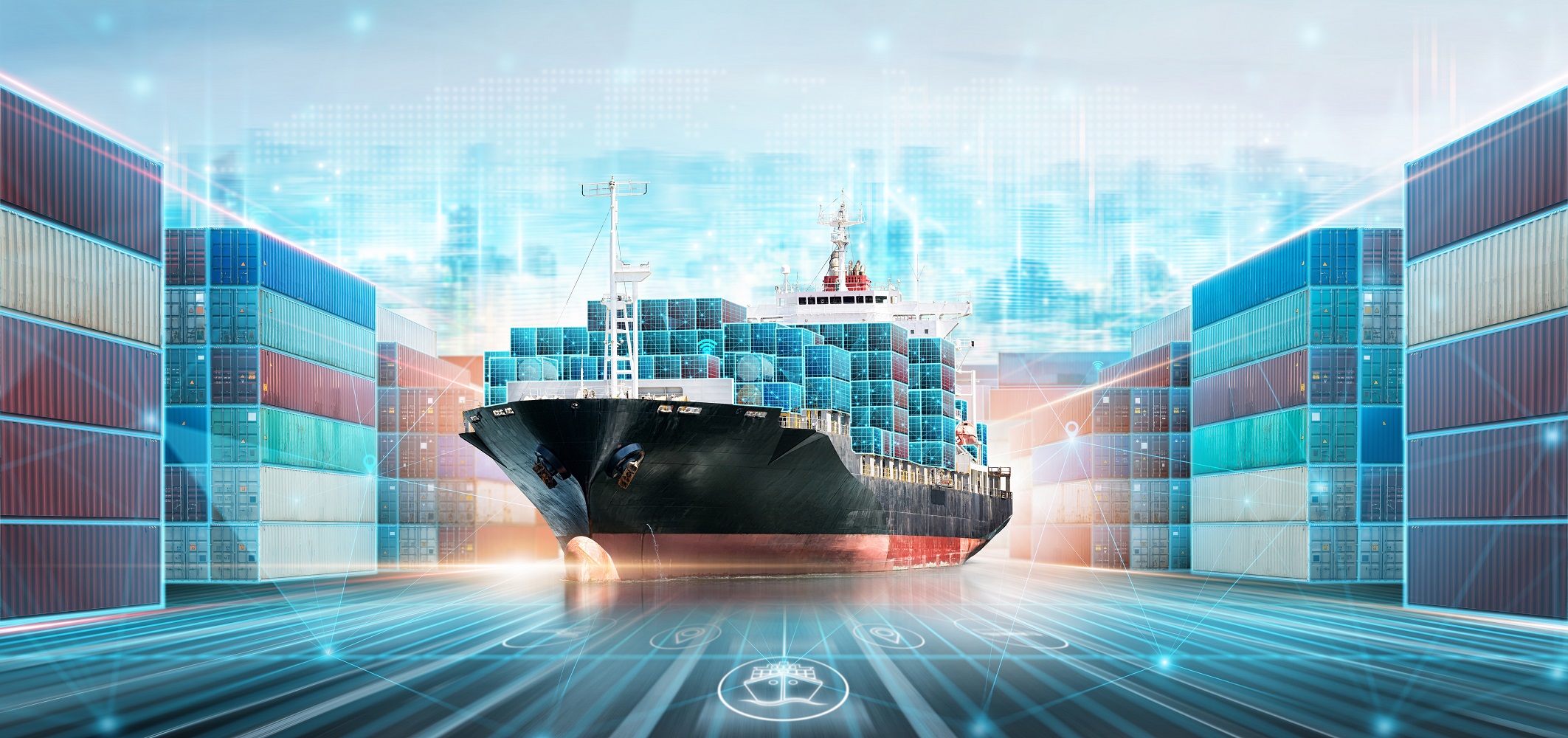Logistics experts planning a complex shipping route
