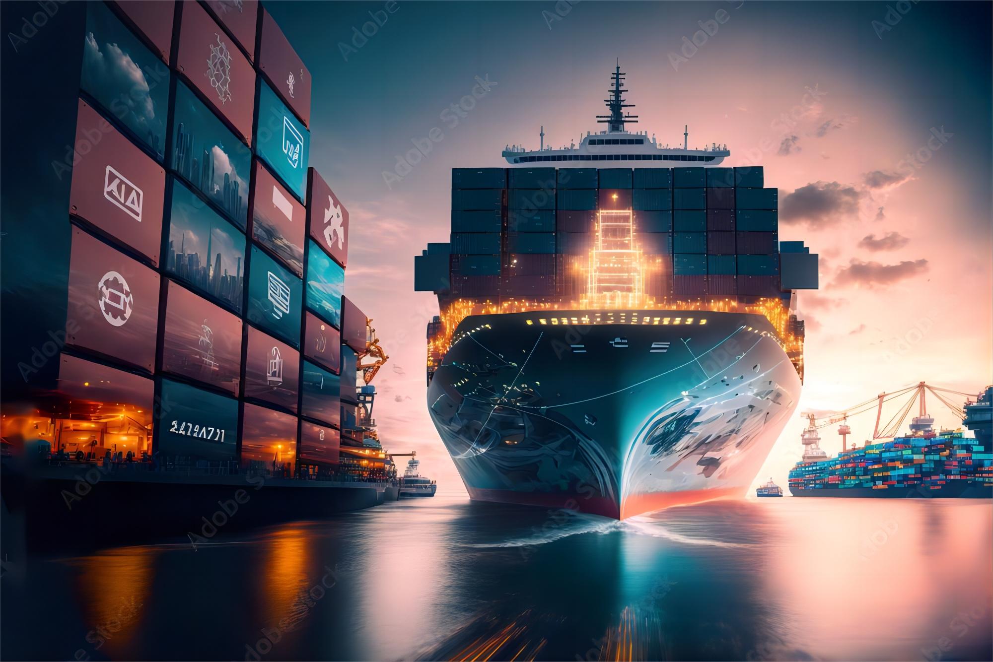 Digital interface showing real-time ocean freight tracking data