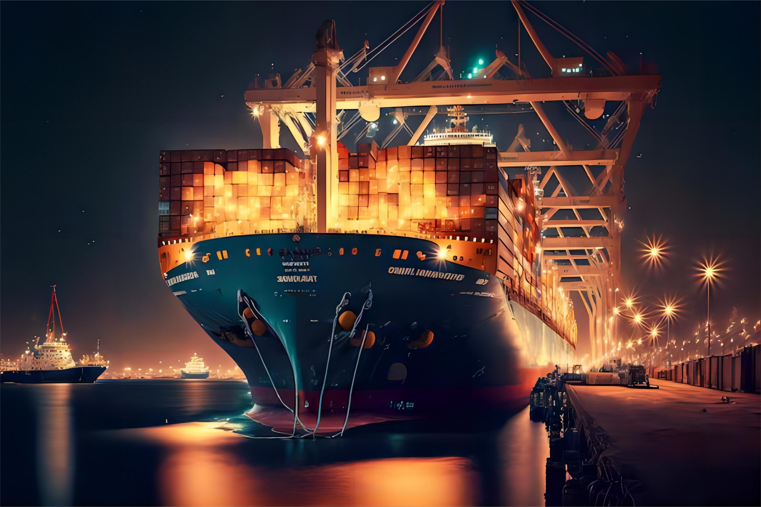 Refrigerated shipping container being loaded at a Chinese port