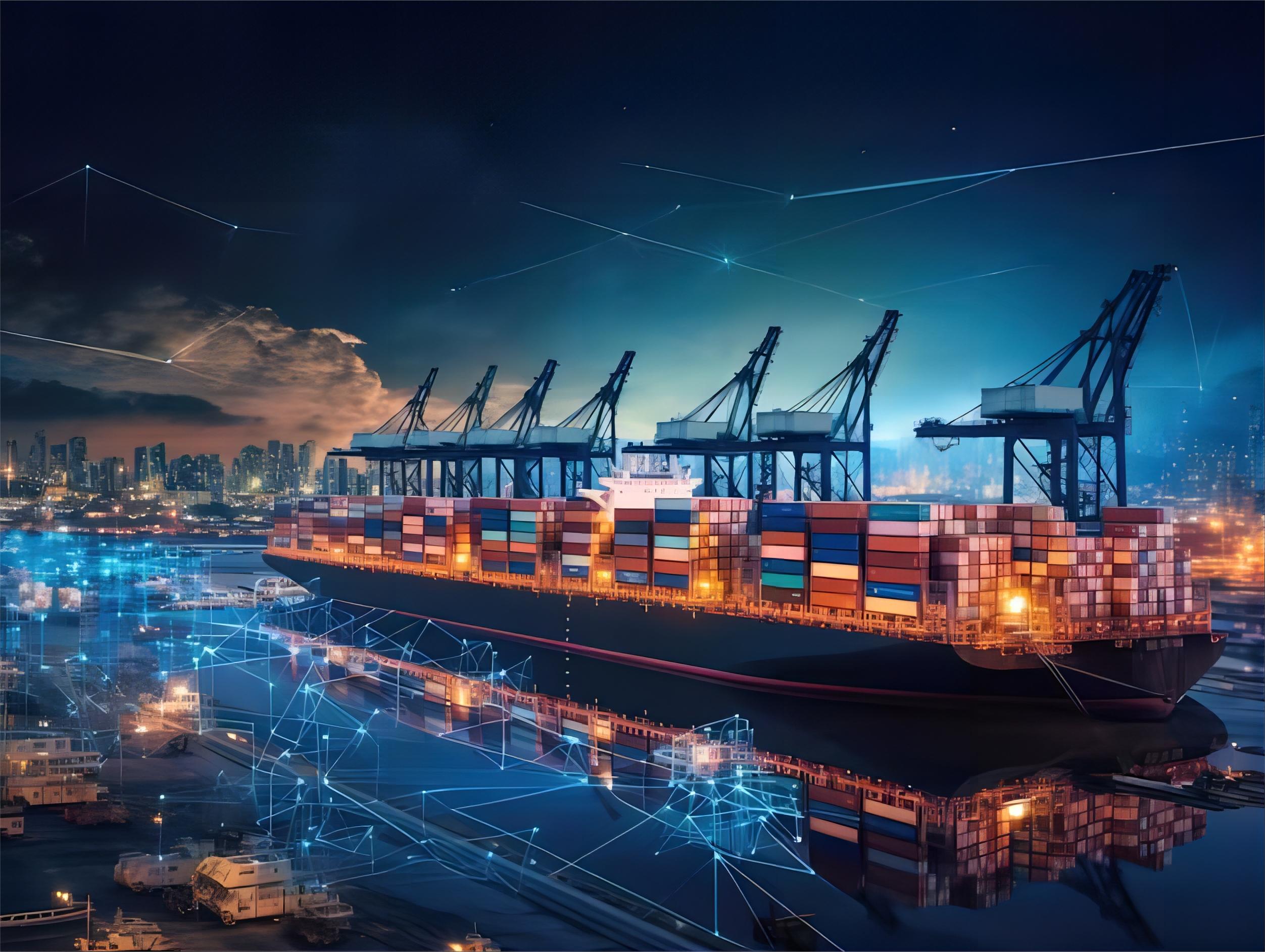 Container ship carrying electronics from China to California