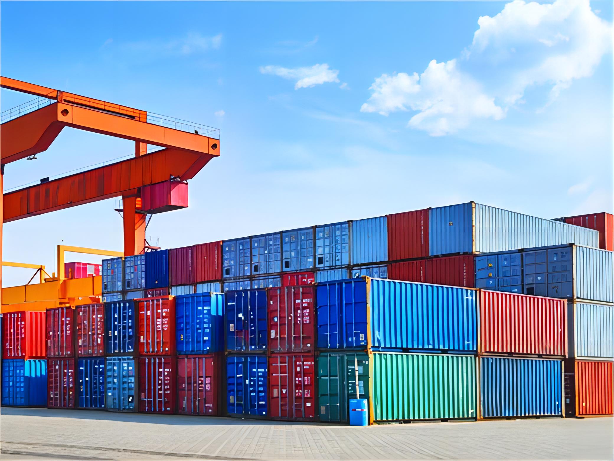 Logistics warehouse with LED lighting cargo ready for 40HQ container loading