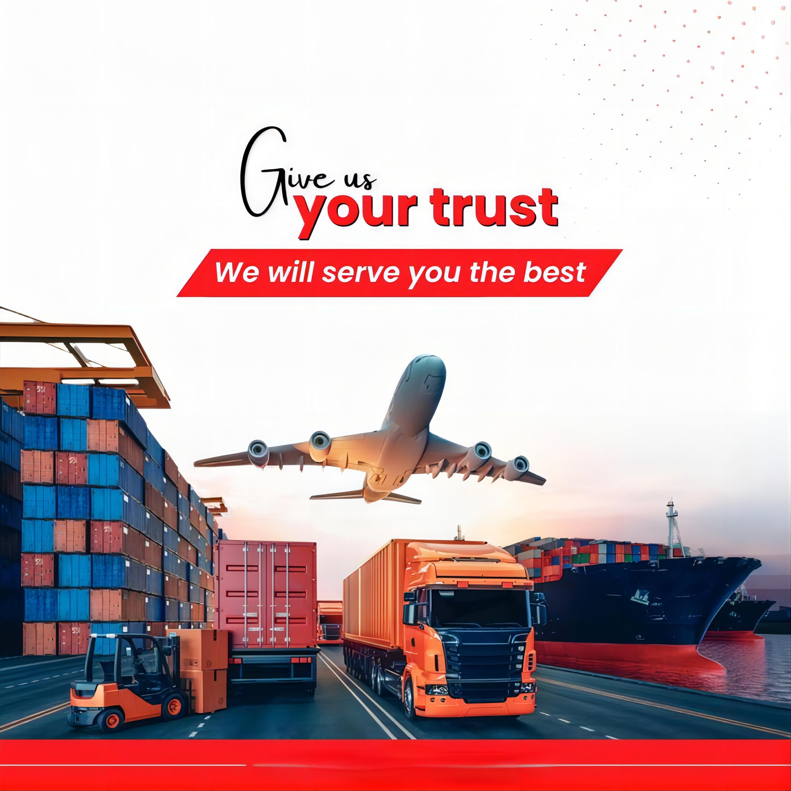 Full container load cargo being secured for sea freight