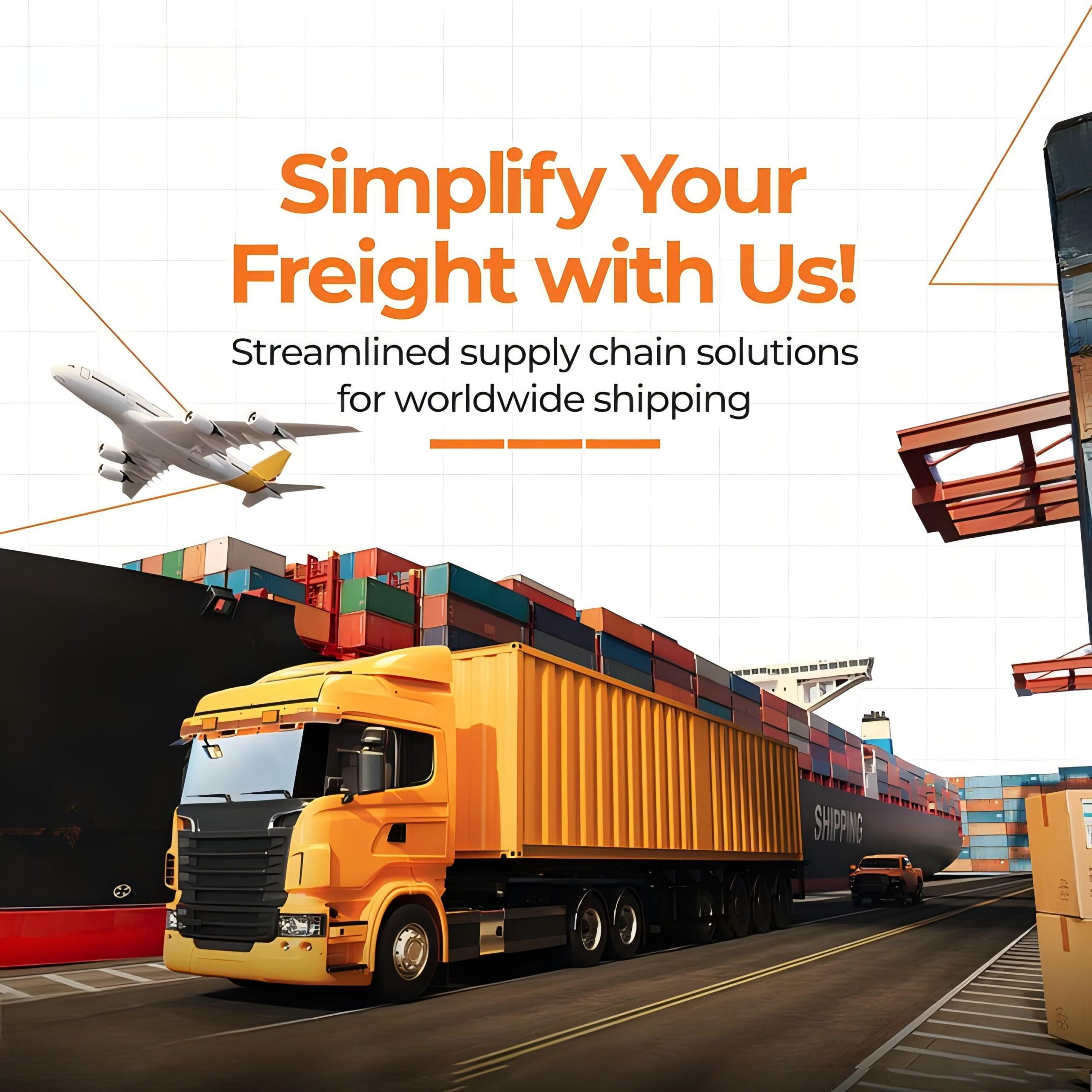 Freight train and cargo ship representing hybrid logistics solutions