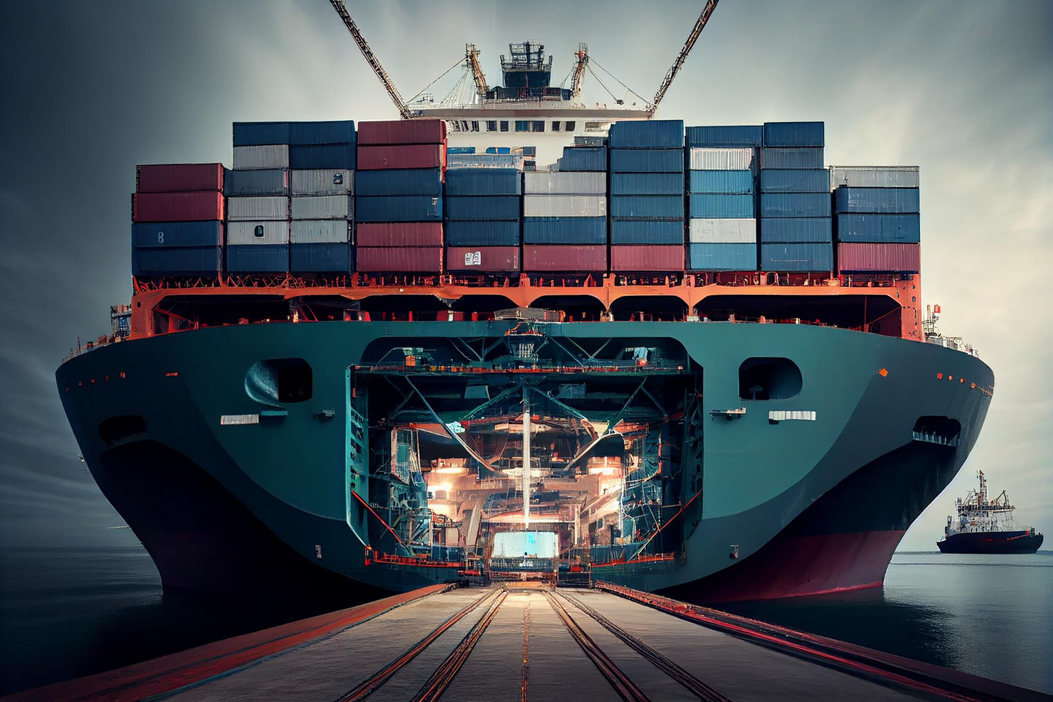 Cargo ship approaching the Port of New York and New Jersey with automotive components