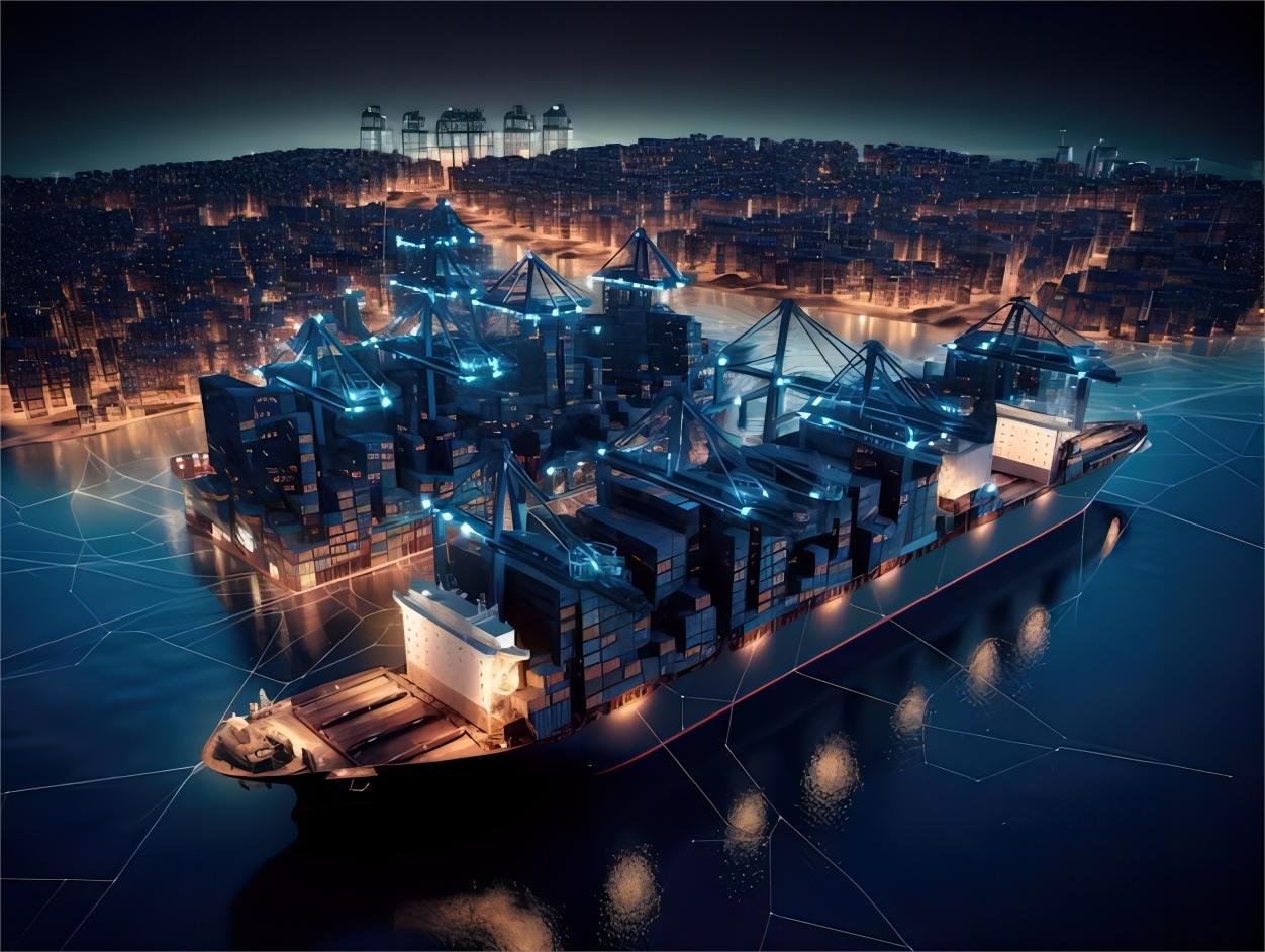Container ship arriving at the Port of Houston