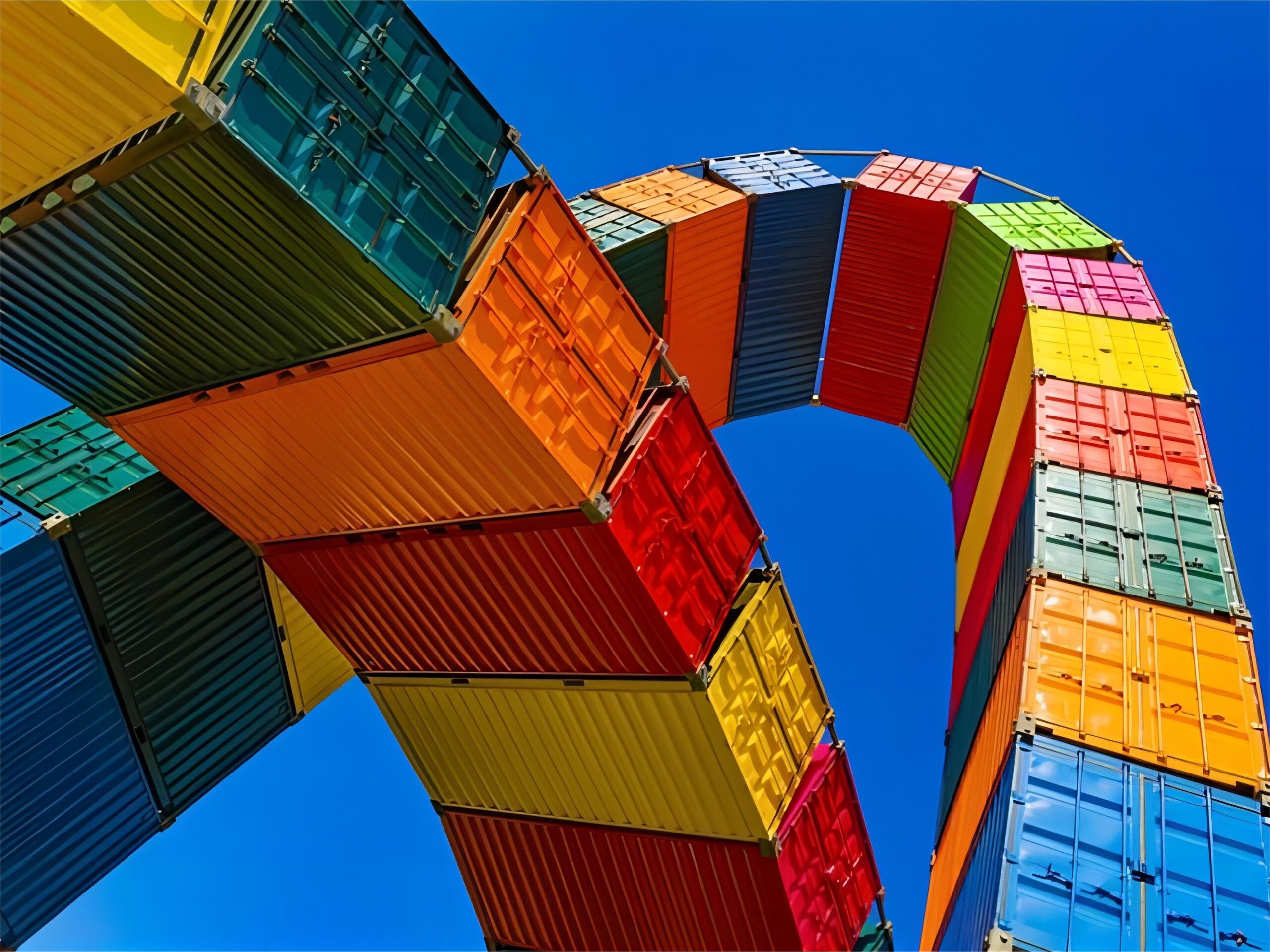 Large cargo ship carrying furniture containers from China to New York