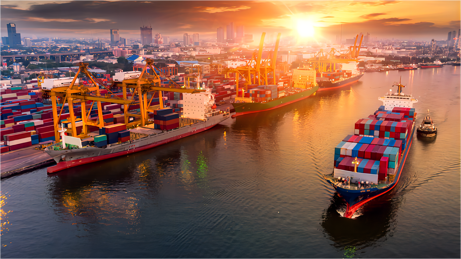 Cargo ship carrying containers from China to New York
