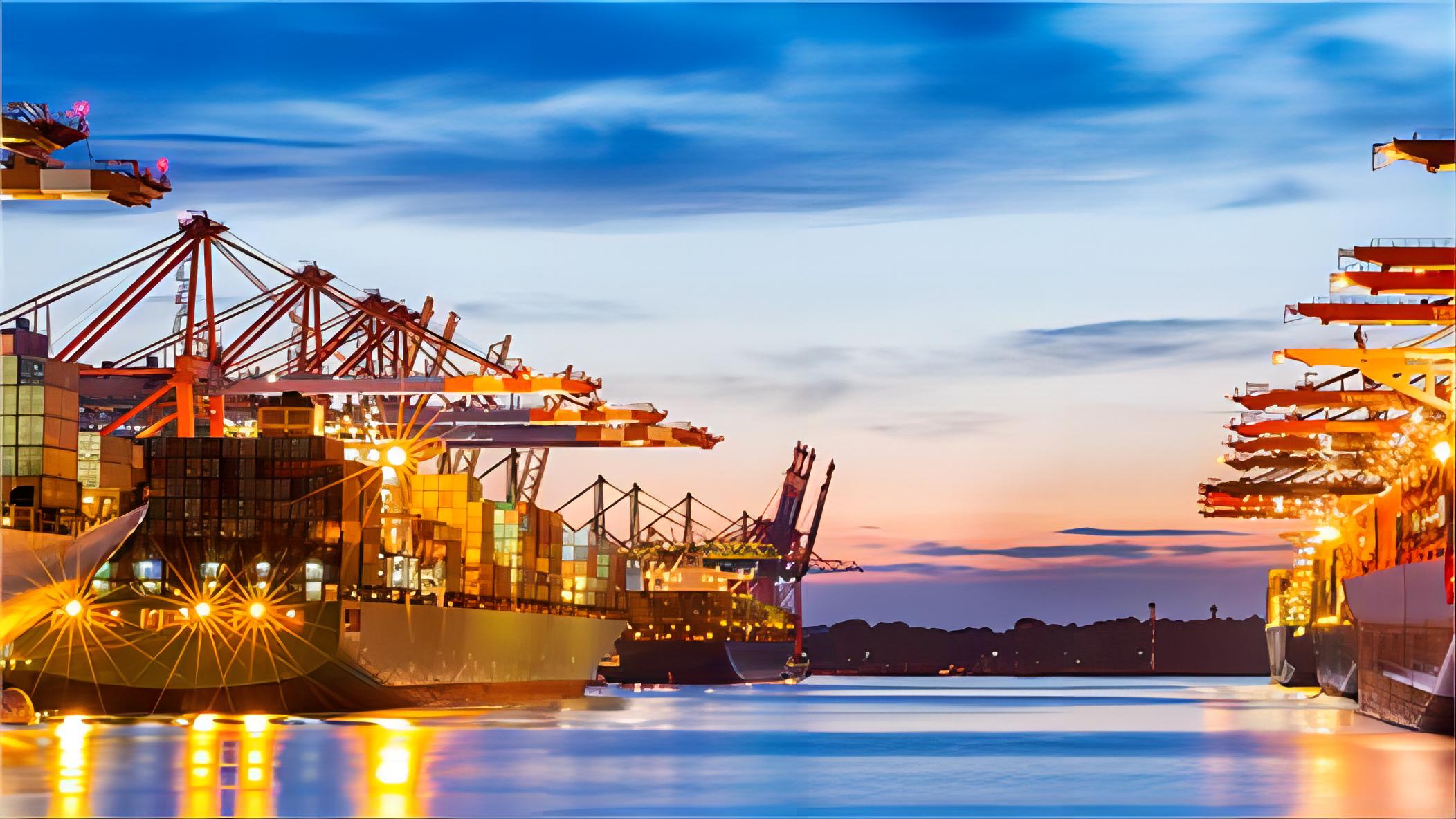 Reefer container being loaded onto a cargo ship bound for Denmark