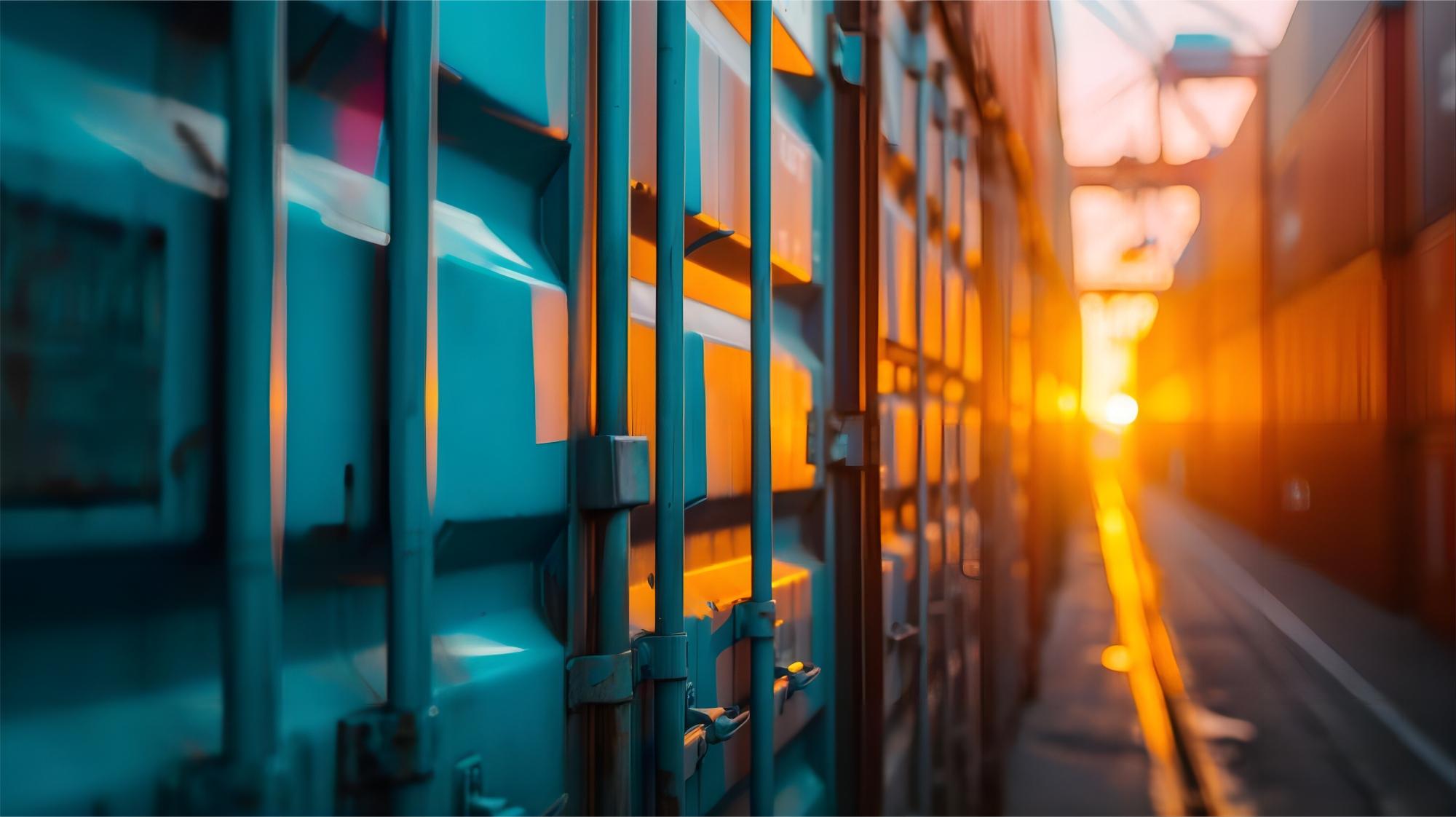 Shipping containers stacked at a busy port in China ready for export to New York