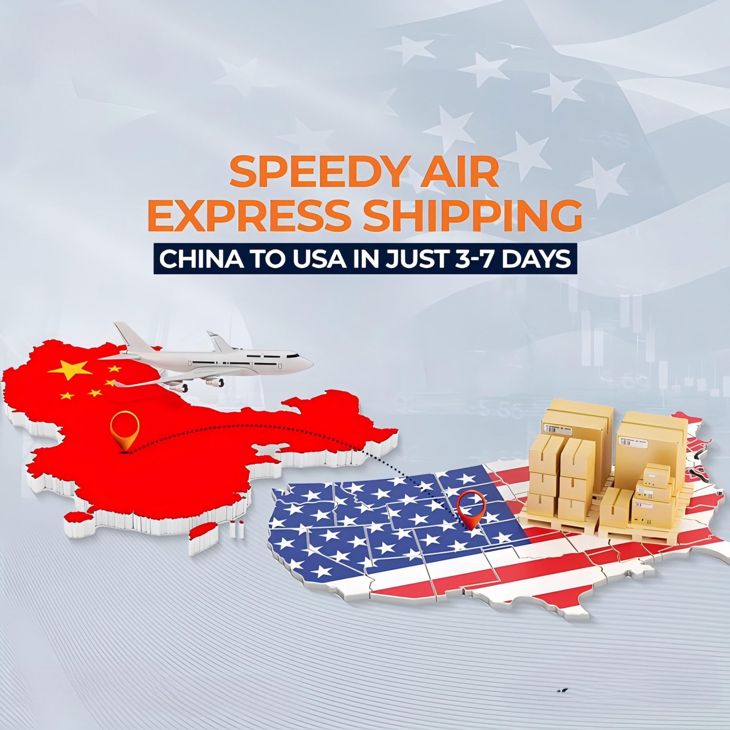 Cargo plane and container ship representing fast logistics from China to France