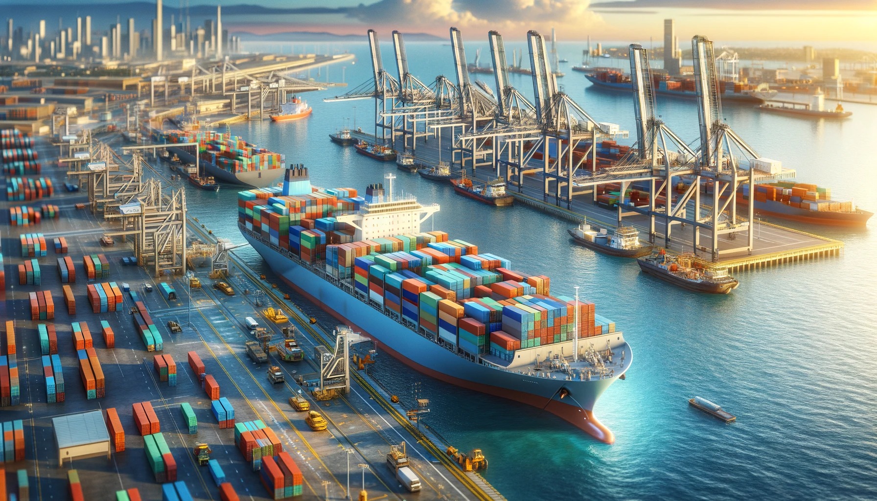 Cargo ship approaching the Port of Los Angeles