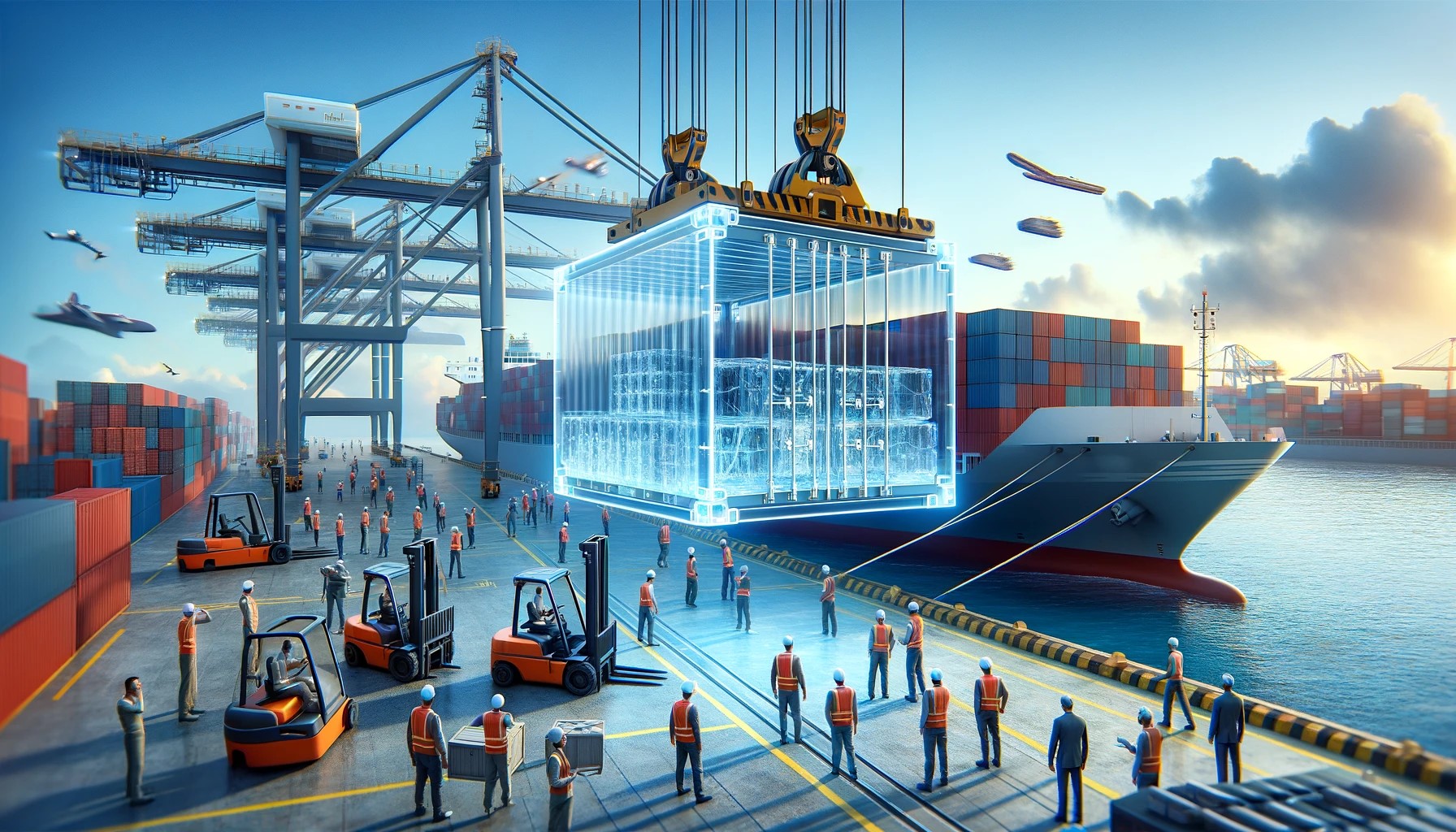 Container terminal at the Port of Miami showing logistics activity